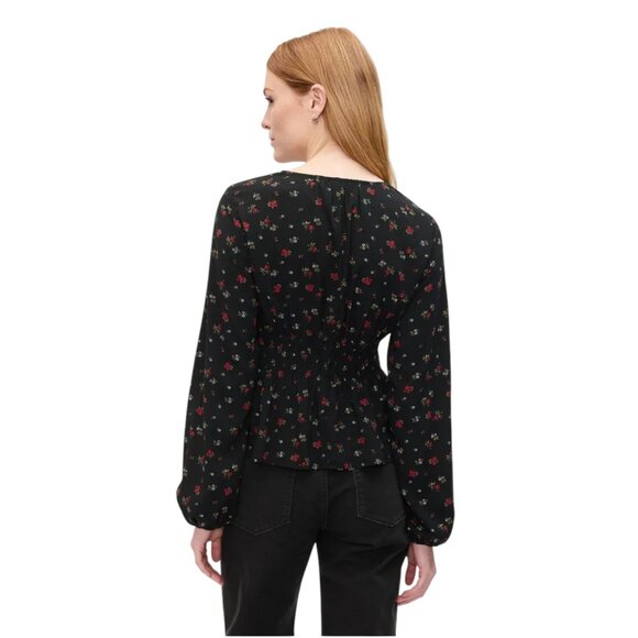 GAP Peplum Ditsy Floral Print Top Black Women's Size Medium - Picture 3 of 10
